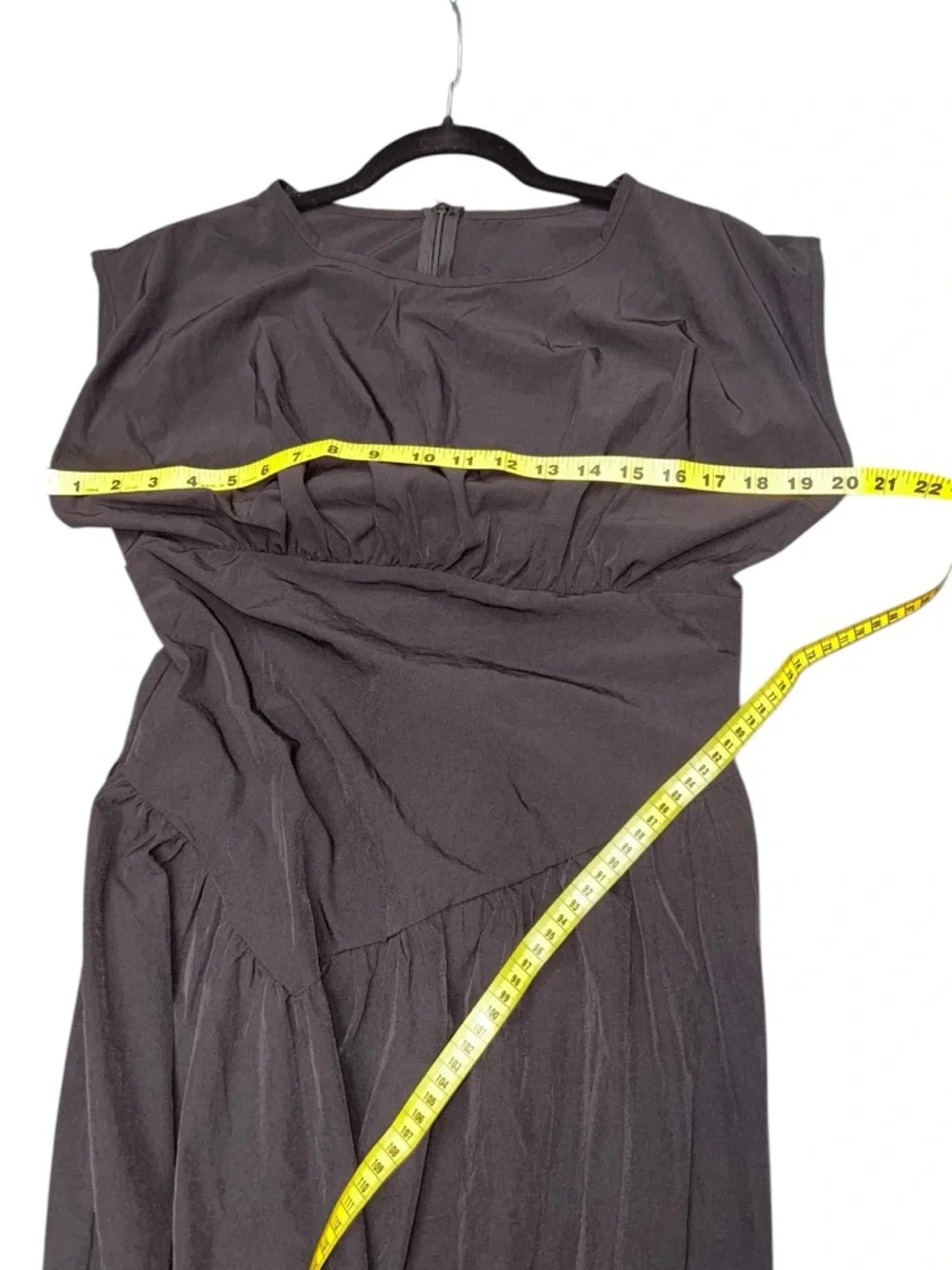 Black Tiered Midi Dress Sleeveless Fit & Flare Flowy Size L (No Tag) - Picture 4 of 4